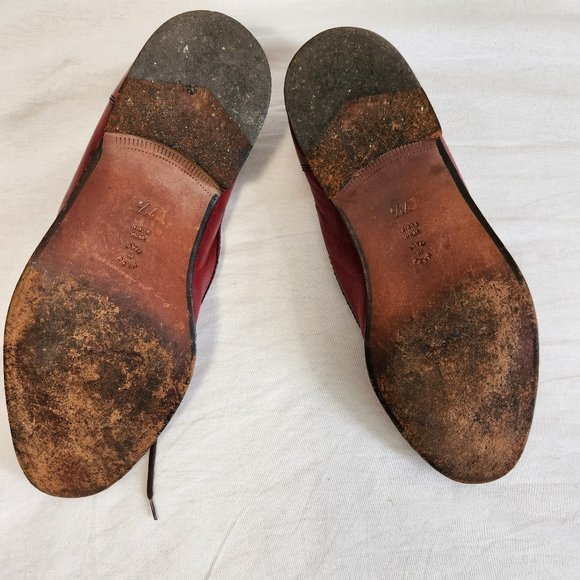 SANTONI Vintage Retro Oxfords Red Shoes Size U.K. 7.5 / U.S. 9.5 Made ITALY! - Picture 8 of 16